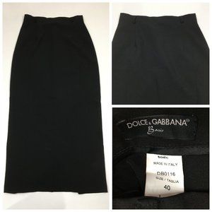 DOLCE & GABBANA Italy Black High Slit Back Midi Skirt